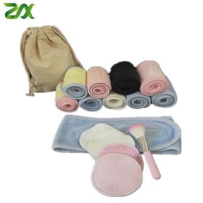 China Low MOQ Fashionable Washable Reusable Bamboo Cotton Makeup Remover Pad With Headband for sale