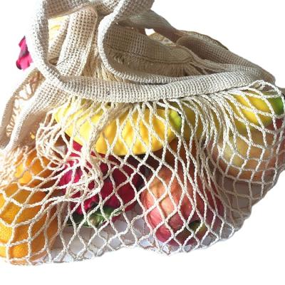 China Rope handle organic cotton can be recycled for shopping vegetable and fruit mesh bags for sale