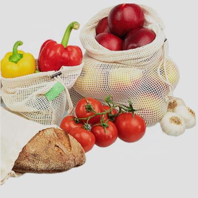 China Reusable Rope Handle Fruit and Vegetable Bag Environmental Friendly Vegetable Nets Fruit Bread Bags Cotton Net Mesh for Laundry for sale