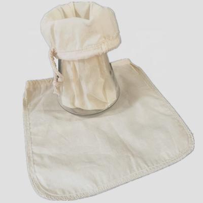 China 200/80 Micron Organic Cotton Hemp Nut Milk Filter Bag Food Grade Nylon Liquid Mesh Filter With Soft Round Shape Sieve-Through Cloth for sale