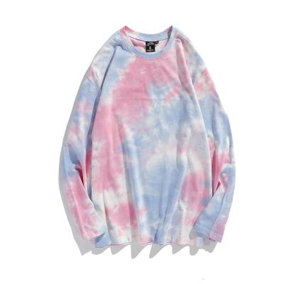 China Breathable American Long Sleeve Tie Dye Plus Size T Shirts Loose PUNK HIGH STREET T-SHIRT STYLE for sale