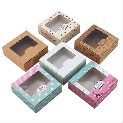 China Recyclable White Donut Box Food Grade Cardboard Pastry Packaging With Window For Donut Box for sale