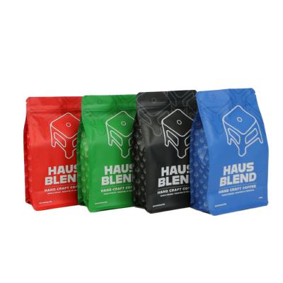 China Recyclable Recycled Coffee Bags With Valve And Zipper Flat Bottom Coffee Pouch Custom Coffee Packaging Bags for sale