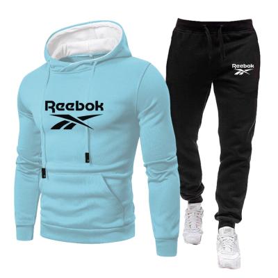 China 2021 QUICK DRY men's sports solid color pullover hoodie of products set two-piece Hoodie and SweatpantsHot sale for sale