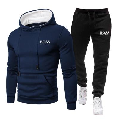 China QUICK DRY men sport color farmhouse pullover hooded sweatpants and hoodie set support LOGO customized hot-sell products for sale