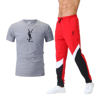 China Breathable Wholesale Custom Design Matching Sets Men Cotton Over Running Sweatsuit Qith Logo T-Shirt Plus Pants for sale