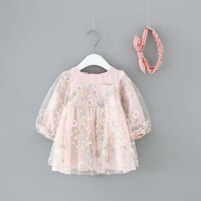 China Boutique flower lace pattern children's clothing girl's dress baby clothes baby girl's sweet dress for sale