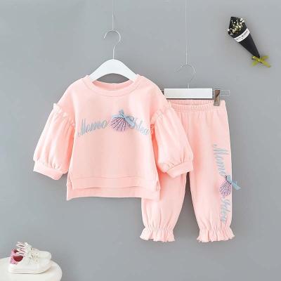 China Wholesale Soft Lantern Sleeve Kids Clothes Sets Long Sleeve Spring Autumn Tops And Pants Clothing Girls for sale