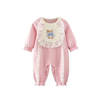 China Causal Lovely Sweet Fairy Style Summer Long Sleeve infant rompers baby rompers baby halter crawl suit with Lace and Embroidery Rabbit for sale