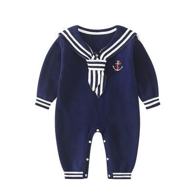 China 2022 New Style Navy Style Infant Romper Soft Knitted Baby Romper Newborn Clothing Knitted Sweater Lovely Navy Style Infant Romper for sale