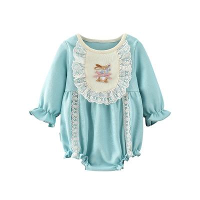 China Lovely Summer Style Baby Rompers Baby Halter Cool Crawling Suit Causal Soft Fairy Long Sleeve Infant Rompers With Lace And Embroidery for sale