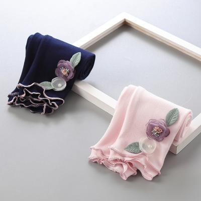 China New arrival flower patchwork baby anti-pilling outwear girls pants and trousers for sale