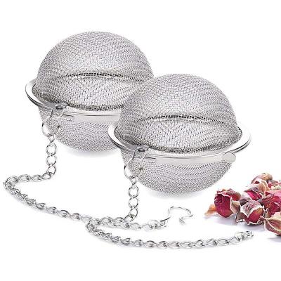 China 304 Viable Custom Wholesale Fine Mesh Portable Green Tea Balls Mini Stainless Steel Tea Infuser Strainer With Chain for sale