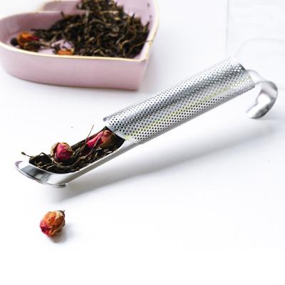 China With Steeper Scale Tray British Leaf Tea Diffuser Mesh Stick Pipe Tea Strainer-Cylindrical Filter With Hook Tube Herbal Infuser For Brewing Tea for sale