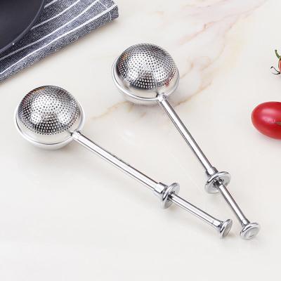 China Stainless Steel Mesh Loose Leaf Tea Cup Viable Fine Filters Infuser Long Tea Strainer Bulk Strainer Tea Basket Balls Hole Stainless Steel Loose Leaf Tea Cup Logo Handle for sale