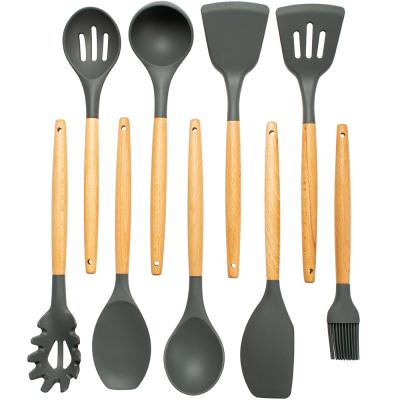 China Kitchenware Kitchenware Tool Kit Stainless Steel Viable Plastic Utensil Silicone Metal Kitchen Accessories With Bamboo Handle for sale