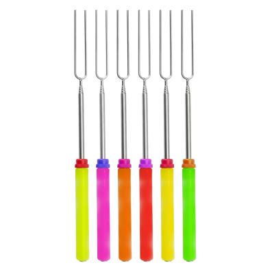 China Easily Cleaned Telescopic BBQ Fork BBQ Spits Stainless Steel Kebab Grilling for sale