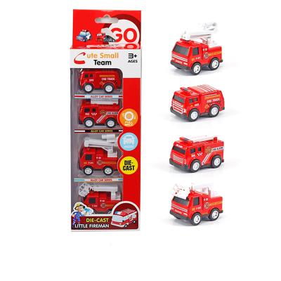 China Hot simulation model sale 1:64 alloy cartoon fire truck car model children's toy car ornaments pull back car model boy toys diecast vehicles toy for sale