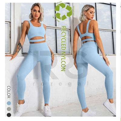 China China Breathable Environmental Protection Recycled Yoga Bra Pants Sportswear Outdoor Training Women Cycling Running Gym Fitness Sets for sale