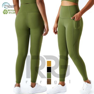 China 2022 Breathable Wholesale Customized High Quality Women's Yoga Pants Recycled Solid Soft Fabric Tights for sale