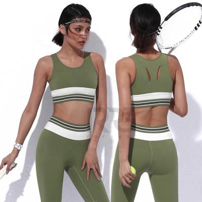 China China Supplier's First Breathable Spring Yoga Clothes Contrast Color Patchwork Beautiful Back Bra for sale