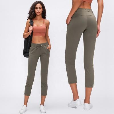 China 2021 Breathable Spring and Summer Lemon Lulu Line Up Women Sport Friendly Elastic Gym Drawstring Pants Workout Skin Yoga Leggings Leisure Friendly for sale