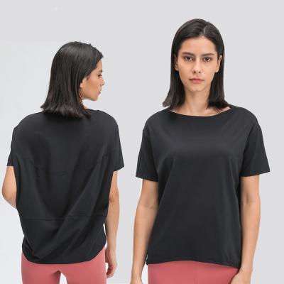 China 2021 New Lulu Comfortable Fit Alignment Second Breathable Skin Align Sports T-shirt Women's Loose Top for sale