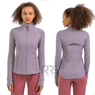 China New Design Breathable Long Sleeve Ladies Lulu Yoga Sports Nylon Soft Slim Fit Jacket With Zipper for sale