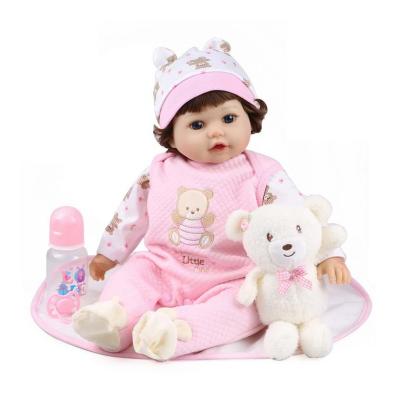 China Toy 47cm Soft Original Npk Body Silicone Bebe Doll Reborn Girl Curly Full Hand Rooted Hair Doll High Quality Bath Toy Gift for sale