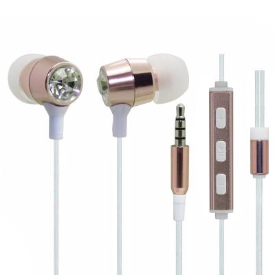 China Promotional In-ear Diamond Bling Mobile Headphone Wired Bass With Clear Sound For Sports for sale