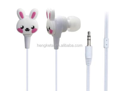 China cute In-ear cartoon wired headphones special design for girls and kids, cheap plastic earbud headphones with animal pattern for sale