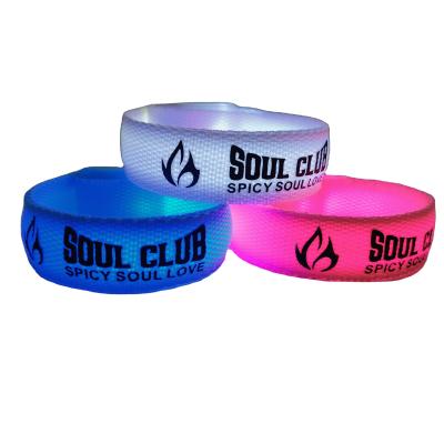 China 255.16*20mm Custom Printing LED Wrist Band for Parties and Events Glowing in the Dark for sale