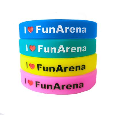 China Custom Waterproof Debossed Rubber Bracelets for Events at Made of Silicon Material for sale