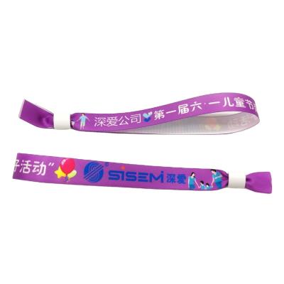 China Artwork Custom Logo Sublimation Short Lanyard Woven Disposable Wristband for Festival for sale