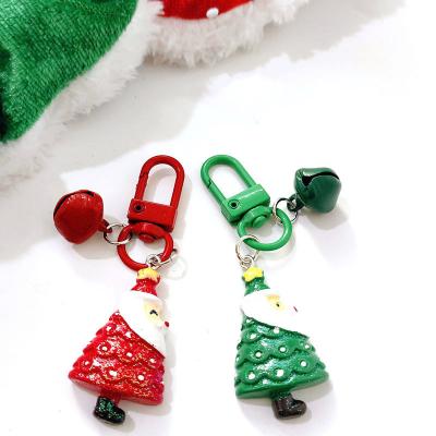 China Cartoon Santa Claus Christmas Tree Bell Keychain Backpack Mobile Phone Pendant Ornament for sale