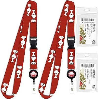 China Print Method Custom Design Round Nylon Lanyard with Logo Office Keychain Badge Holder for sale