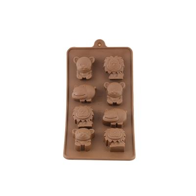 China Sustainable 8 Bakeware Silicone Chocalate Mold With Animal Shape for sale