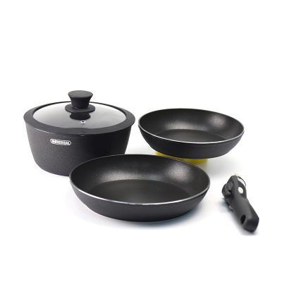 China 5pcs Sustainable Nonstick Aluminum Forged Kitchen Pot Set Cookware Set for sale