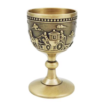 China Retro Wine Glass Viable Bronze Spirit Household Glass Goblet Metal Wedding Toast Cup Wine Glass Drinking-Cup for sale