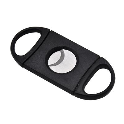 China Portable Cigar Accessories Custom Logo Cigar Punch Cutter Scissors Stainless Steel Casual Wholesale Metal Cigar Cutter for sale