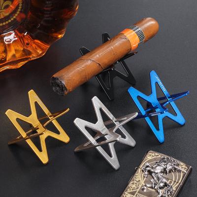 China Stainless Steel Cigar Holder Cigarette Stand Holder Casual Foldable Cigarette Holder Display Bracket Smoking Accessories for sale