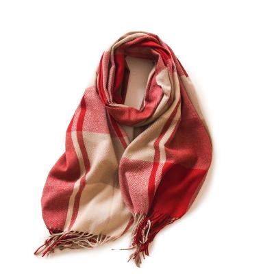 China Fashion Wholesale 2023 Autumn Winter Korean Scarf Women's New Long Cashmere Scarf Retro Plaid Fringed Scarf Shawl for sale