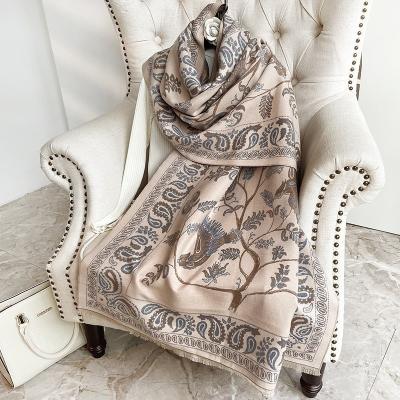 China Fashion Custom Logo 180*70cm Winter Shawls Polyester Cashmere Scarf With Tassel for sale