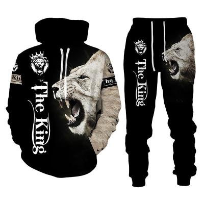 China Other Custom Fashion Animal 3d Digital Printed Pullover Men's Sweatshirt And Hoodie Set Mens Hoodie And Jogger Set for sale