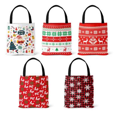 China Hot Selling Handled Wholesale Christmas Styles Large Capacity Custom Shopping Tote Cotton Canvas Bags for sale