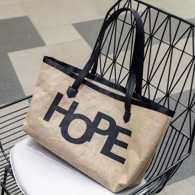 China Harajuku Handled Fashion Large Capacity Jute Tote Bag Wholesale Waterproof Customized Shopping Packaging for sale