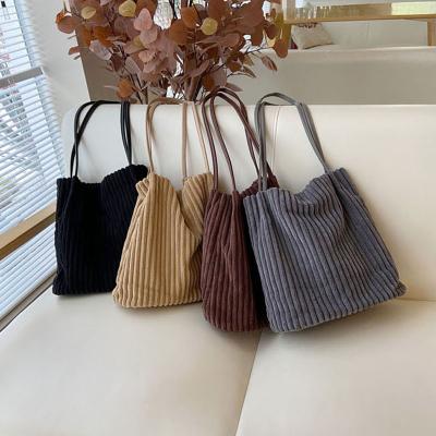 China Eco-Friendly Custom Large Capacity Female Shopping Corduroy Large Tote Bag Eco-Friendly With Single Shoulder for sale