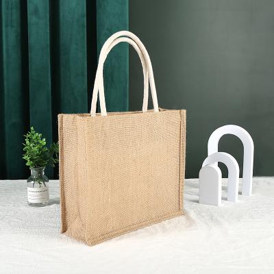 China Hot Selling Handled Jute Reusable Grocery Wholesale Burlap Shopping Bag Eco-Friendly for sale