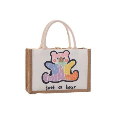 China Custom Logo Printing Burlap Cute Linen Pouch Jute Bag Excellent High Quality Tote Bag Factory Wholesale Cheap for sale