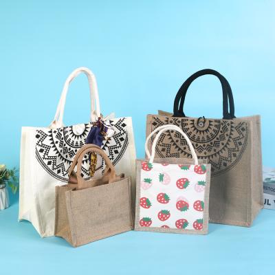 China Online Wholesale Cheap Customized Practical Custom Handled Plain Printed Tote Jute Bag For Shopping Packaging for sale